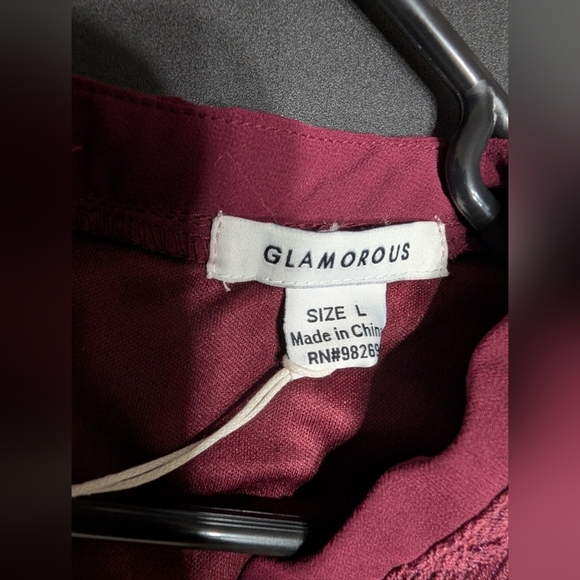 Glamorous Elegant Lace-Up Front Burgundy Wine Boho Fairy Dress Size Large - Picture 3 of 7